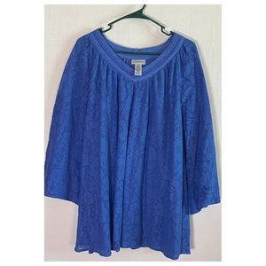 Catherine’s 1X periwinkle blue lace 3/4 sleeve top